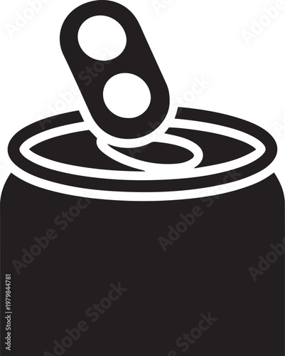 Open soda can with lid ajar against a white background