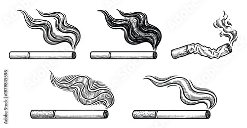 Vintage Cigarette with Wisps of Smoke