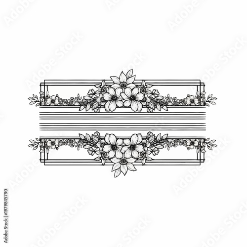 Elegant Floral Border Design with Musical Staff Elements.