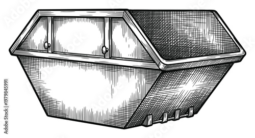 Vintage of an Empty Skip Bin, Industrial Waste Container