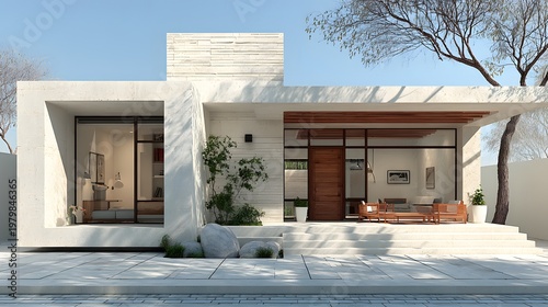 Premium house plan with sunlight shadows and clean composition