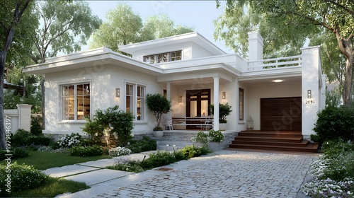 Premium house plan with sunlight shadows and clean composition