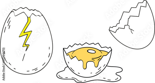 Egg cracking broken shell yolk splash cooking food concept Vector Illustration