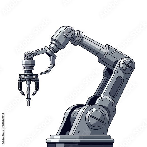 Robotic Arm with Gripper on White Background