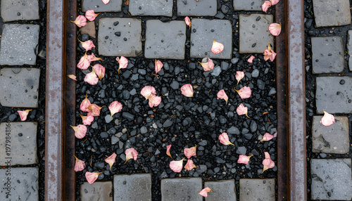 Tram Line Posies | Pressed Petal Rail Seamless Pattern