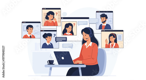 Agent provides customer service to multiple clients online simultaneously