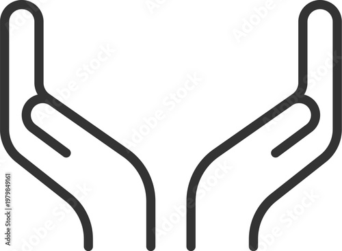 受け止める手のアイコン（線画）のイラスト