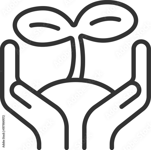 環境保全・保護のアイコン（線画）のイラスト