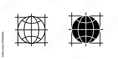 geometric sphere and torus shapes grid overlay vector illustration