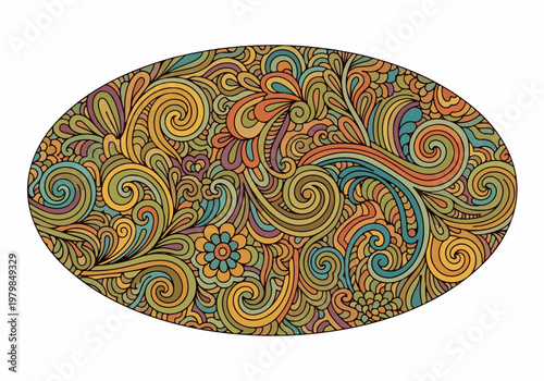 Abstract Psychedelic Swirls and Organic Shapes in Vibrant Earth Tones - A Whimsical Doodle Design