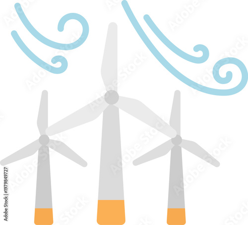風力発電のアイコンのイラスト