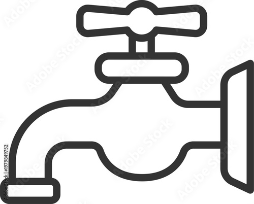 水道の蛇口のアイコン（線画）のイラスト