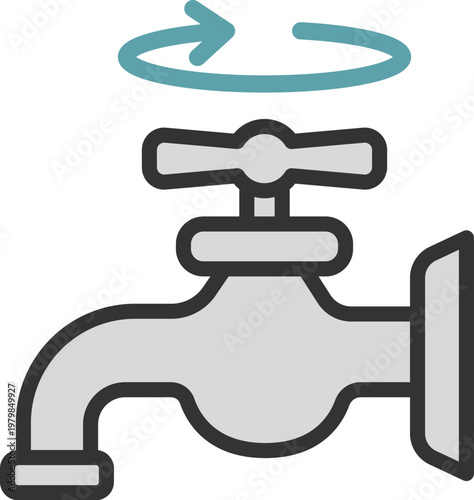 蛇口を締める、節水のアイコン（線画カラー）のイラスト