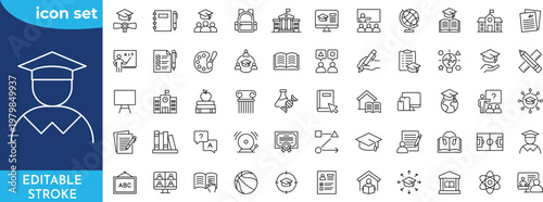 Foto Education line editable icon set