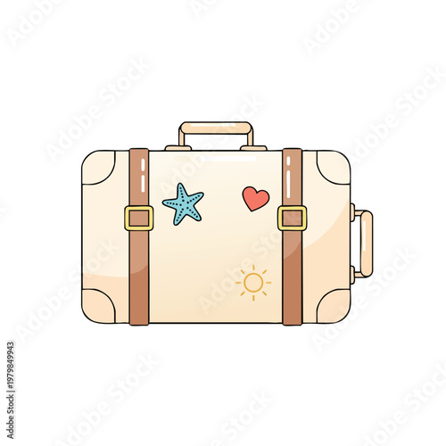 Cute Travel Suitcase with Decorative Stickers for Vacation Ready Travel
