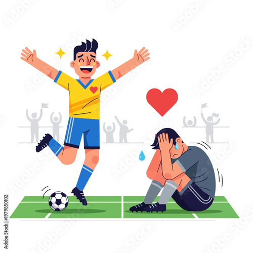Soccer Player Celebration vs Defeat: Joyful Victory and Sad Loss