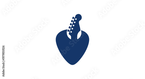 Guitar Pick Heart Silhouette with Electric Guitar Headstock