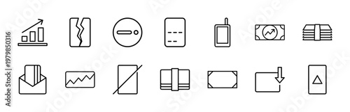 Finance and online payment minimalist line icons set