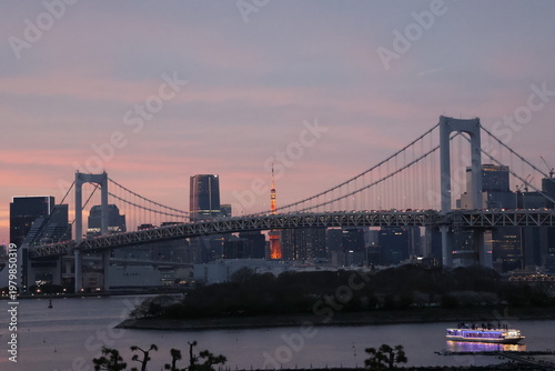 Evening view of Tokyo Bay after sunset