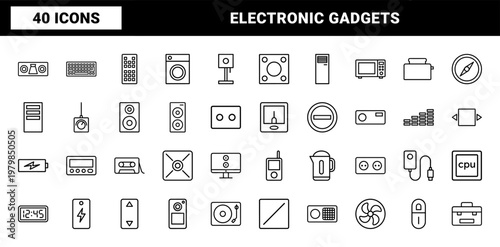Consumer electronics and household appliance icon collection