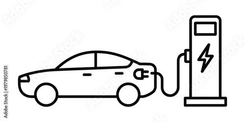 electric vehicle charging station minimalist vector icon illustrating green energy sustainable transport modern EV infrastructure and eco mobility concept