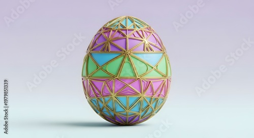 Geometric Easter egg with pastel colors, festive holiday decoration