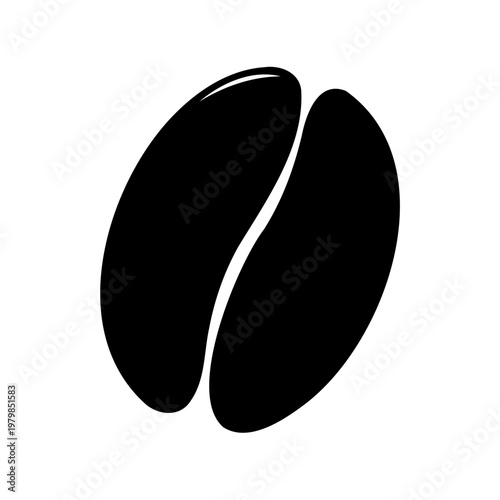 Black coffee bean icon, coffee bean logo, vector coffee illustration, caffeine symbol