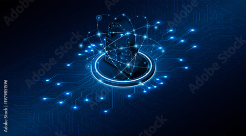 Lock icon. Cyber ​​security and data protection concepts and privacy. Innovative concept of advanced safety technology
