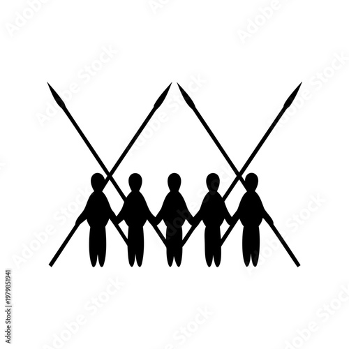 Protest, demonstration, unity, solidarity icons, vector people holding hands with crossed picket signs