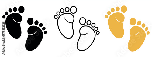 Minimalist vector illustration of barefoot footprints in contrasting colors, ideal for wellness, travel, or lifestyle marketing and educational materials.