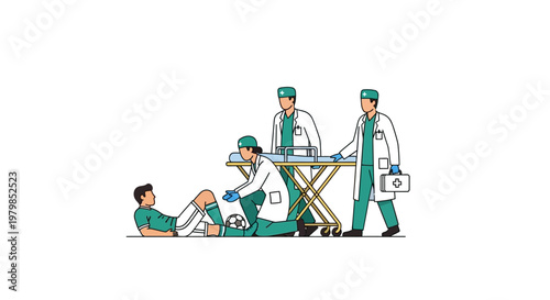 Injured soccer player attended by medical team on field