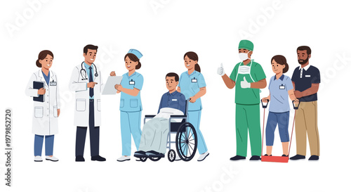 Medical team with diverse healthcare professionals in uniform