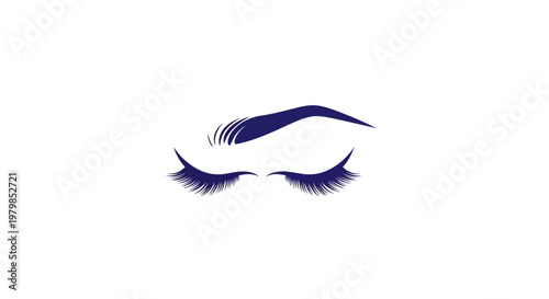 Elegant Blue Eyebrow and Eyelashes, Minimalist Beauty Icon, Close-up Detail