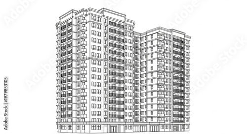 Sketch of Tall Apartment Buildings.