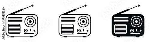 Radio, broadcast icon symbol template, vector illustration for web and graphic design, audio signal, communication device, media technology concept, flat vector graphics for apps, websites, logos, and