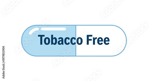 Tobacco free capsule pill with blue and white design on clean background for health and wellness concept