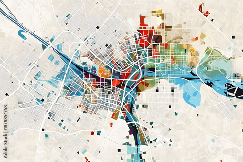 Abstract colorful grunge background with circles featuring vintage travel map elements and global journey theme