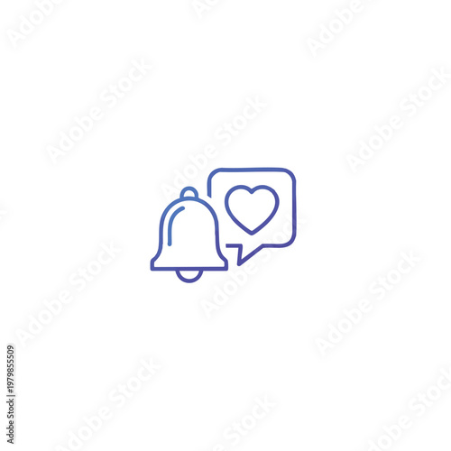 Notification Bell and Heart Icon Representing Social Media Interaction