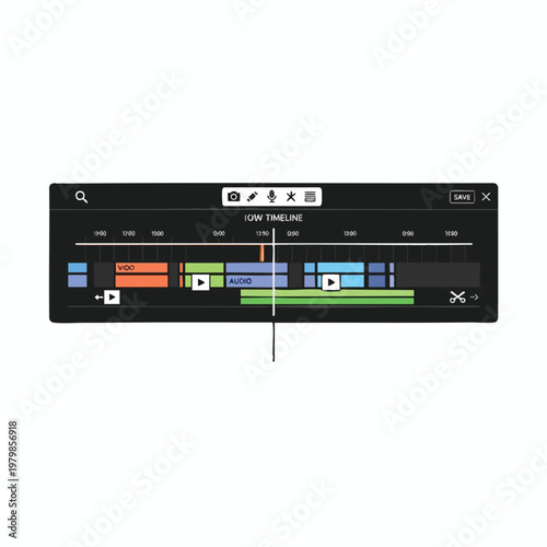 Professional Video Editing Software Timeline Interface with Multiple Tracks and Clips