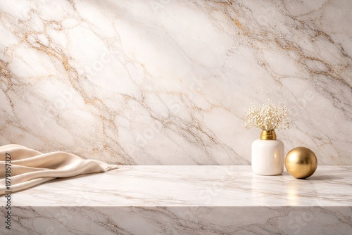 Elegant marble background with decorative elements and soft textures