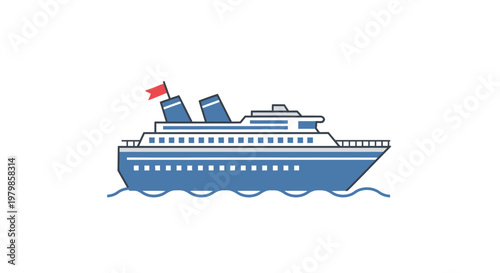 Large Blue Ocean Cruise Ship Vessel.