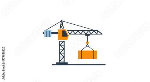 Large crane lifting heavy orange container.