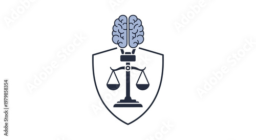 Law Scale Brain Shield Logo Symbol.