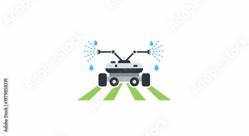 Lawn Sprinkler Watering Green Grass.