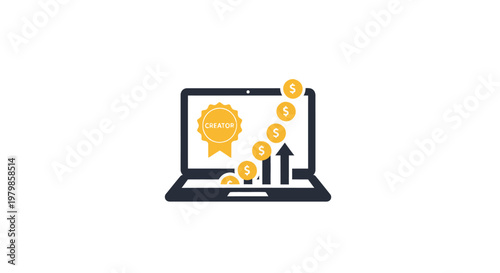 Laptop with icons on screen.