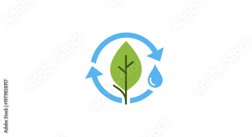 Green leaf with circular arrows symbol.