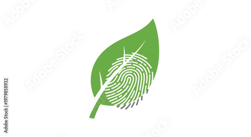 Green leaf with fingerprint mark.