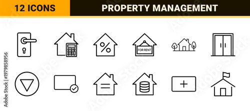 Minimalist real estate and property line icon set