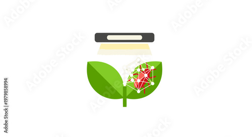 Green leaf with pink flower.