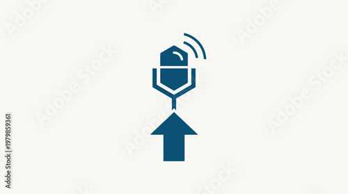 Icon of a Microphone with an Upward Arrow Symbol